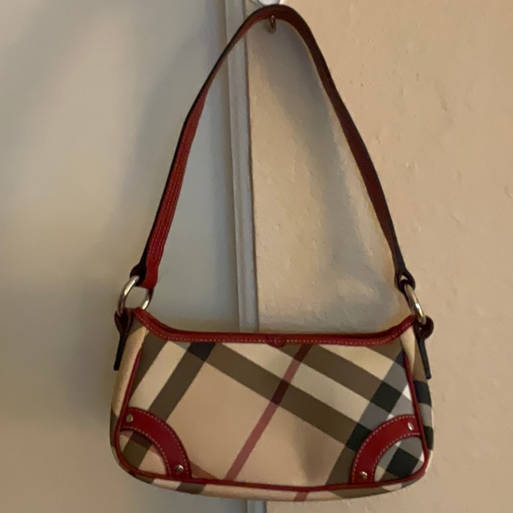 Burberry burgundy leathertrim silver tone hardware